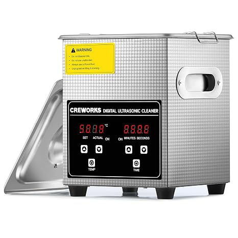CREWORKS 2L Jewelry Cleaning Machine - 40kHz Digital Sonic Cleaner | Ultrasonic Cleaning Machine with 20-80C Heater & 1-30 min Timer, 304 Stainless Steel Cleaner for Jewelry Watches