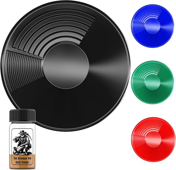 Gold Pan, 380mm Extra Large Dual Riffle For Gold Panning, Washing, Sieveing Or For Use With Gold Panning kit Multiple Colours Available (Black)