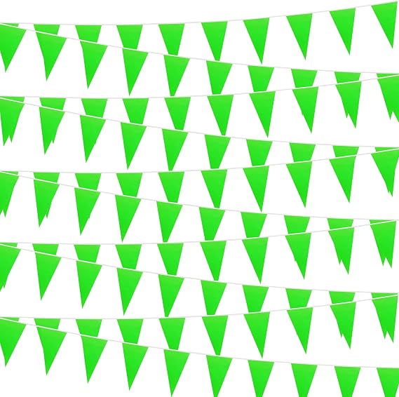 100 Ft Green Pennant Banners Flags String 60 Pcs Hanging DIY Triangle Bunting Flags,Solid Green Blank Banners Flags for Grand Opening,Birthday Party,Festival Celebration (Green)