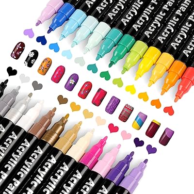 XSG Nail Art Pens Set of 24 Colors - Professional Nail Art Markers with Bullet Tip for Drawing, Dotting, Lining & Nail Polish Set Acrylic Nail Designs DIY Manicure Kit for Home Salon, Christmas Gifts