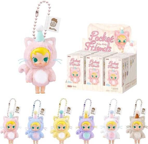 POP MART Baby Molly Pocket Friends Series-Vinyl Plush Pendant Blind Box 6PCs Blind Box Figures, Random Design Action Figures Collectible Toys Home Decorations, Whole Set