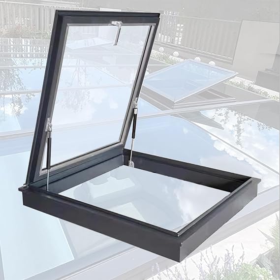 Skylight House Roof Window, Sloped Flat Roof Lighting Well Window for Indoor Attic, Aluminum Alloy Frame+Tempered Glass, Sound Insulation, for Basement/Attic/Sunroom(26x16in/65x40cm)