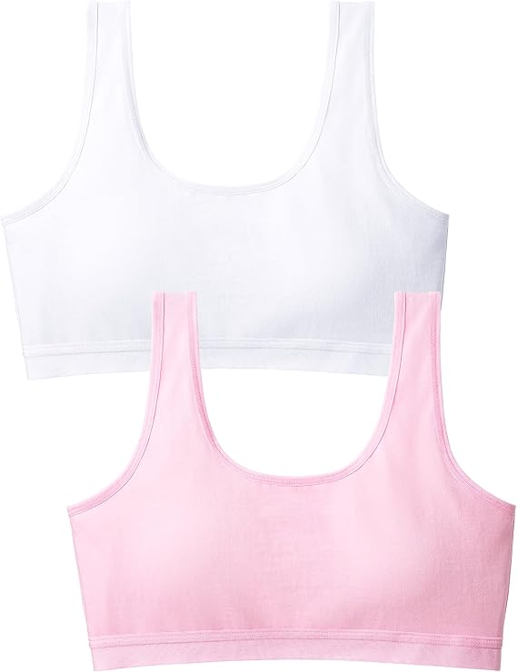 BOOPH Girls Cotton Training Bras Light Crop Cami Sports Bra for Teen Girls | Underwear with Fixed Pads 9-15 Years