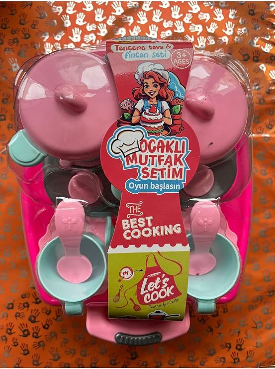 Oyuncak Mutfak Seti, Ocak, Tencere, Tava, Fincan, Pembe, 3+ Yaş