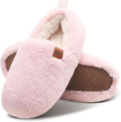 Fuzzy Home Slippers Womens Faux Wool House Shoes Memory Foam Lightweight Slip on Slippers for Women Cozy Warmies Winter Bedroom Ladies Slipper with Sherpa Fleece Lining FluffyFelt