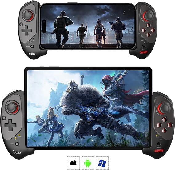 Megadream Wireless Mobile Controller for iPad, Tablet (11"), iPhone 16/15/14/13, Android Gamepad for Galaxy Z Fold4, Galaxy Z Flip4, Galaxy S23 S22 21Ultra, PC - MFi Certified - Call of Duty - Genshin Impact, Black