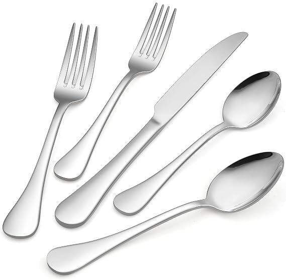 HaWare 18/10 Silverware Set, 60-Piece Stainless Steel Flatware Service for 12, Luxury Cutlery with Ultra Sharp Serrated Knife, Modern Eating Utensil Include Fork Spoon, Dishwasher Safe