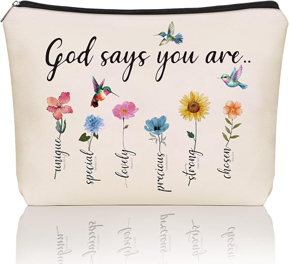 Christian Gifts for Women Girls, God Says You Are Bible Verse Makeup Bags.