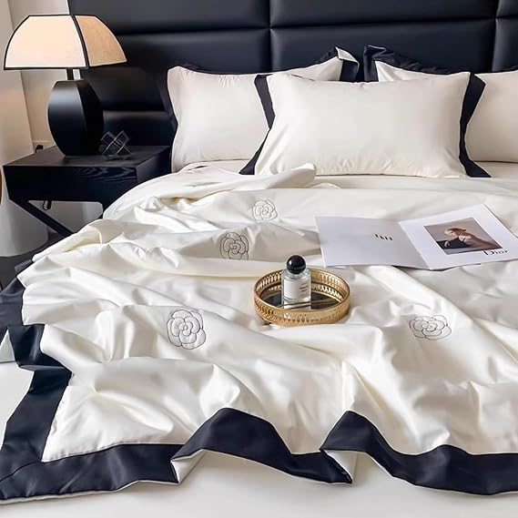 4-Piece Super Soft Complete Bedding Set, Duvet Cover Set for Double King Single Size Bed Feel Silk Fabric Breathable Bedding Set B-2M