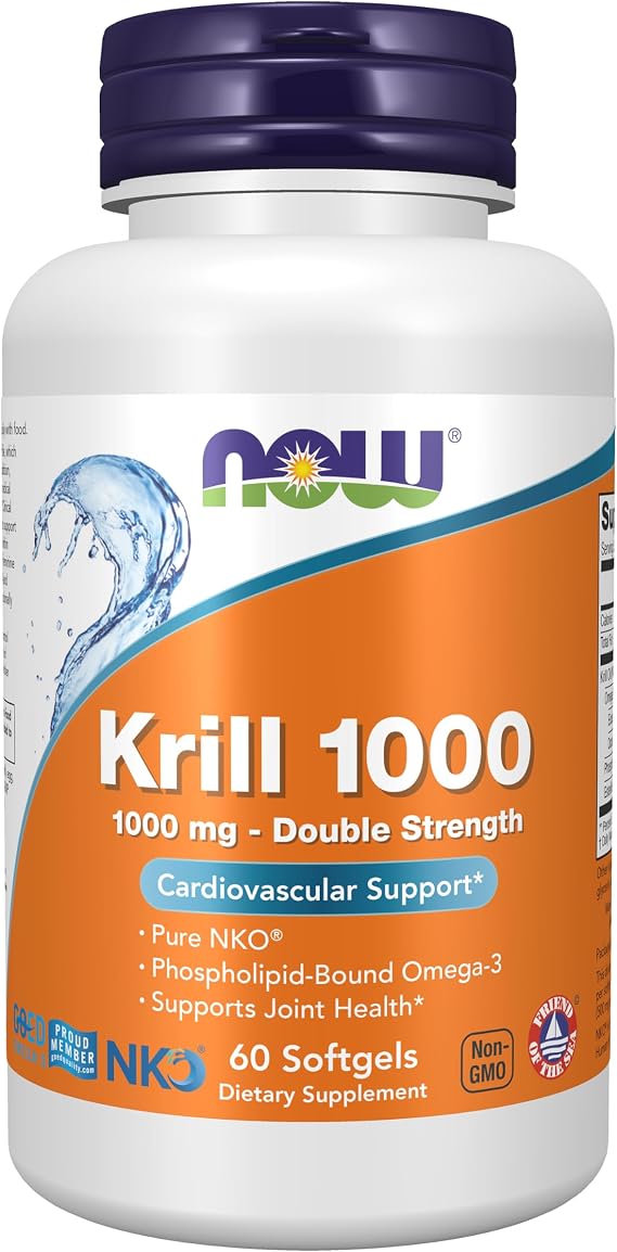 NOW Supplements, Krill 1000 mg, Phospholipid-Bound Omega-3, 60 Softgels