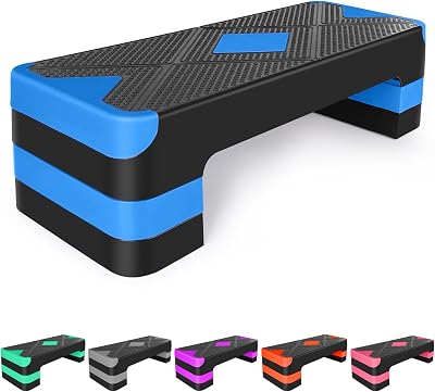 Exercise Workout Aerobic Step Platform Trainer, 27 Aerobic Stepper with 4-6-8 Adjustable Height Risers