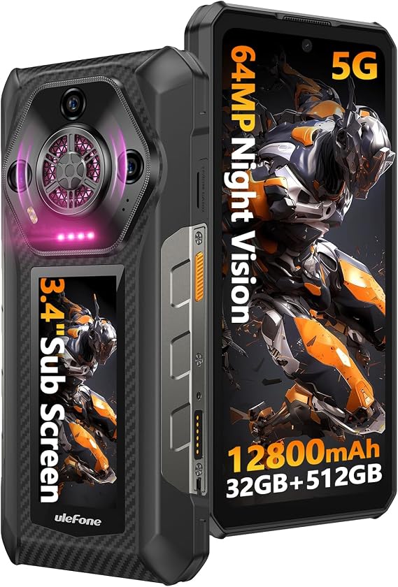 Ulefone Armor 30 Pro 5G Outdoor Mobile Phone 32GB + 512GB/2TB 6.95 Inch FHD+ 120Hz & 3.4 Inch Secondary Display 12800mAh 66W 50MP + 64MP Night Vision + 32MP Android 14 WiFi 6E/NFC/GPS/Fingerprint/Face ID