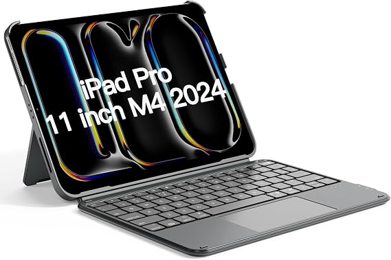 Inateck for iPad Pro 11" Case with Keyboard, Magnetic, Ultralight 454g | For Pro 11" M5/M4, Magnetic Detachable, Trackpad, AceTouch, Gray