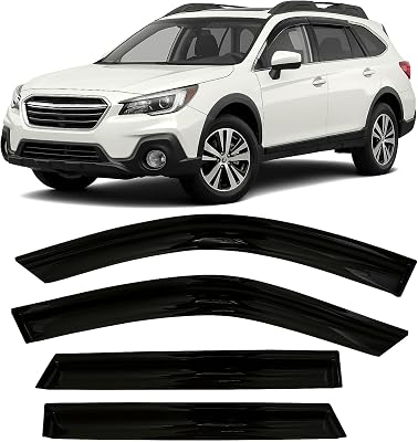 2015-2019 Tape-On Side Window Visor Deflectors Rain Guards for Subaru Outback Dark Tinted Protectors 2016 2017 2018