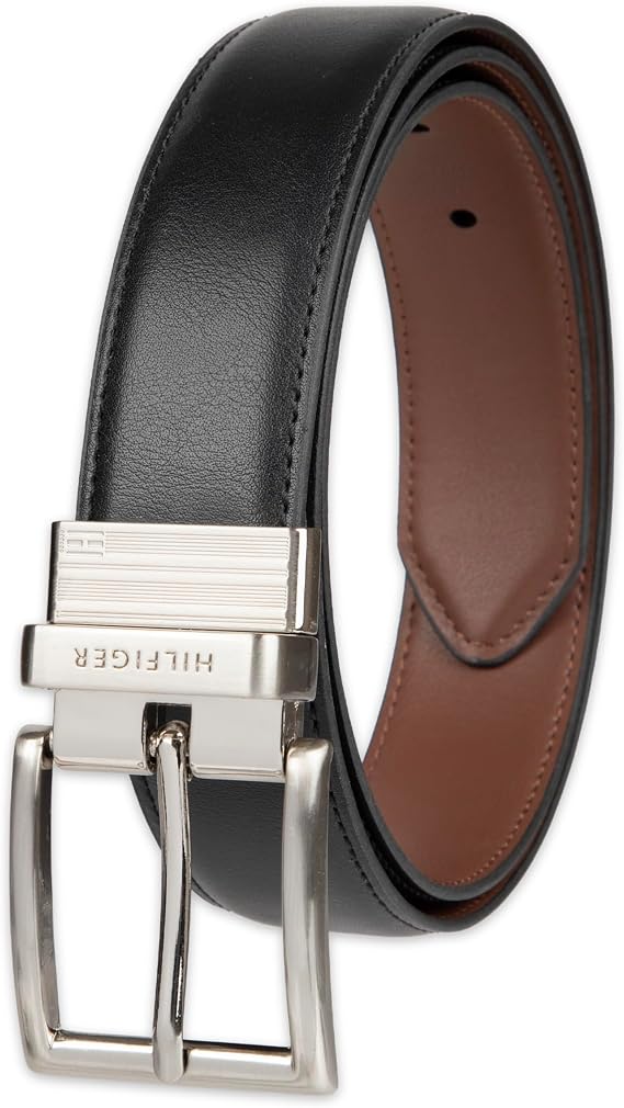 Tommy Hilfiger Men's Reversible Leather Belt, 2in1 Design for Dress Or Casual Wear