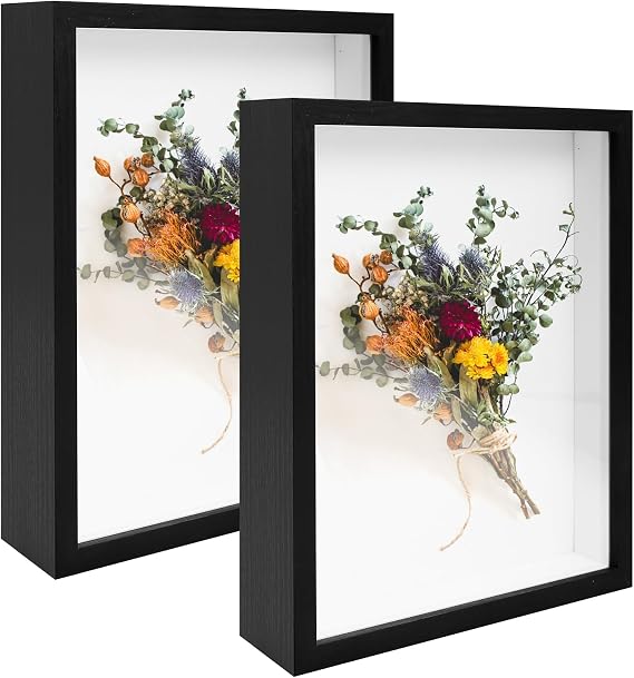 2 Pack 8.5x11 Shadow Box Frame Deep Shadow Boxes Display Cases with Stand