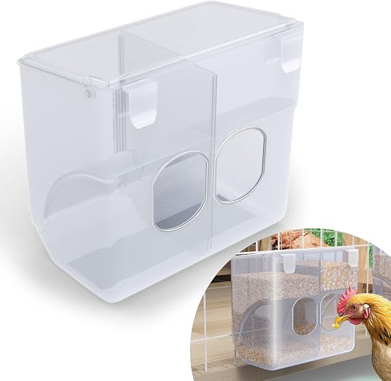 Automatic Chicken Feeder, Prevent Overfed Holds Max 4.5 Pounds, Large Gravity Fed Automatic Poultry Feeders, Rainproof Chicken Coop Accessories Fit for Outside & Inside Chicken Coop