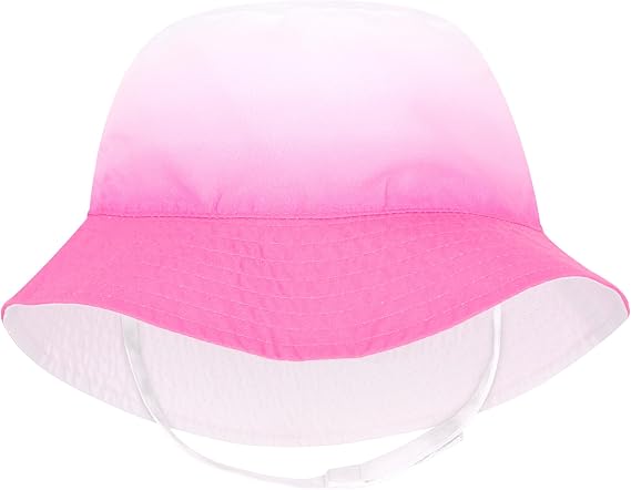 Wee Ones Girls' Reversible Sun Hats with Chin Straps, Stylish and Breathable, Summer Ready