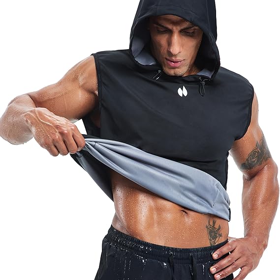 HOTSUIT Sauna Shirt for Men Weight Loss Hooded Sweat Suits Heat Trapping Pullover Vest for Boxing, Running, Gym Workouts