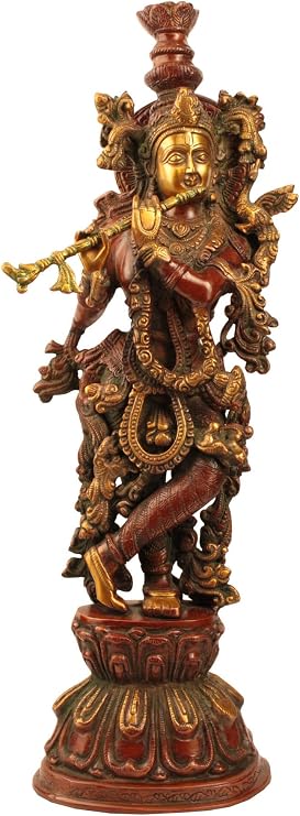 Exotic India Fluting Krishna - Brass Statue