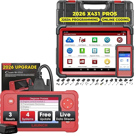 Launch X431 PRO 5 Scan Tool: 2026 J2534 Tool, with X431 Creader VII+ V2.0 Car Code Reader
