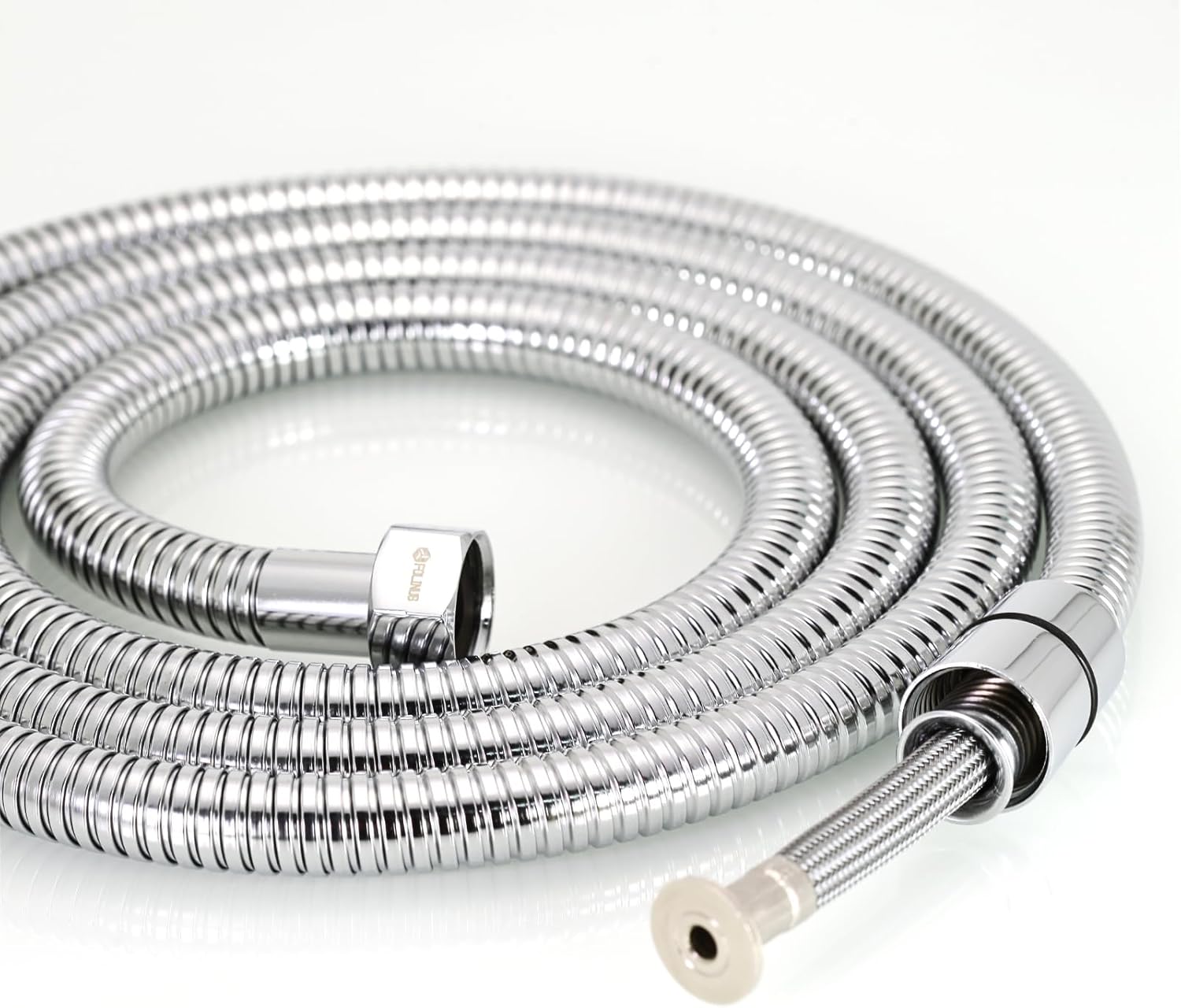 Shower Hose 79-inch Stainless Steel Double Sprial Nylon Braided Hose with 12 Connector Chrome