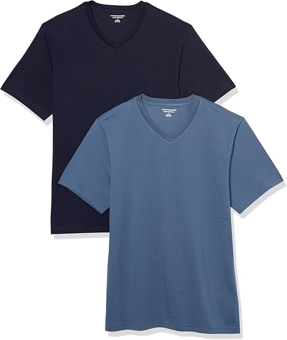 Amazon Essentials Men's Short-Sleeve V-Neck T-Shirt, Pack of 2