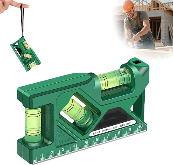 4.13 Inch Mini Level, Pocket Level Magnetic Base Ideal for Leveling and Measuring Curtains Home Diy Installing Shelves (Green)