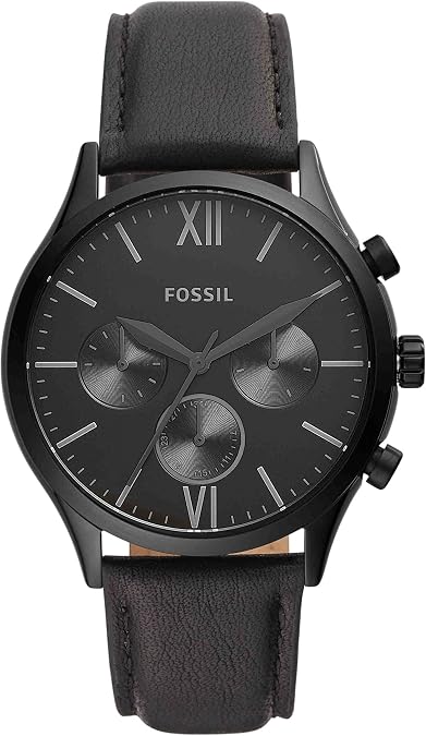 Fenmore Midsize Multifunction Black Leather Watch