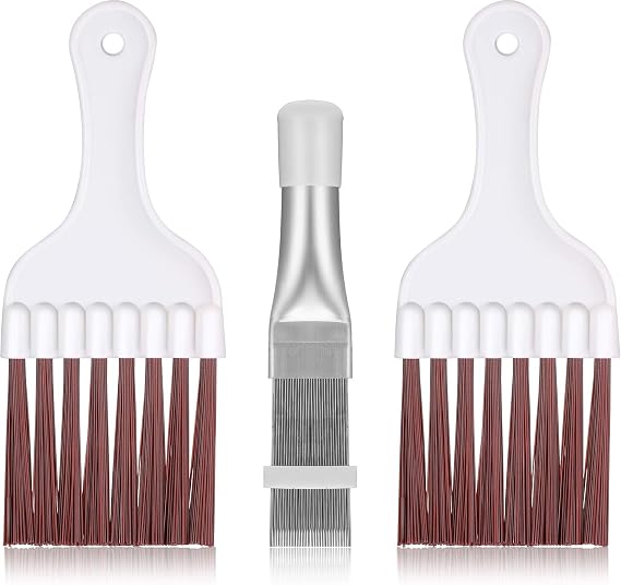 Boao 3 Pieces Air Conditioner Condenser Fin Comb Cleaning Brush Stainless Steel Coil Cleaner Refrigerator Coil Cleaning Whisk Brush Evaporator Radiator Repair Tool(Simple)