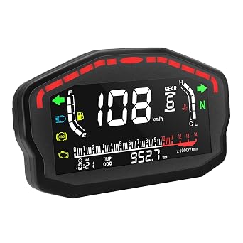 1Set Motorcycle Digital Dash Digital Panel LED LCD Speedometer Odometer 1,2,4 Cylinders Black