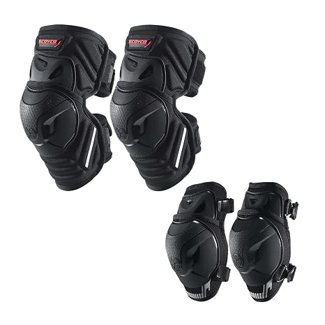 Scoyco Motocycle Knee Guards for Man - CE Level 1 Motocross Knee and Elbow Pads Adjustable Armor with TPU Protective & Dynamic Flex Racing Gear