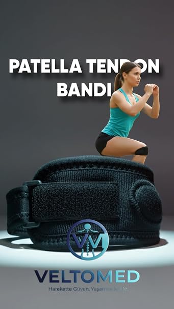 VeltoMed Patella Tendon Bandı Ayarlanabilir Diz Kapağı Patella Tendon Destekleyici Dizlik, Futbolcu, Basketbolcu, Tenisçi Dizliği Hareket Özgürlüğünü Yeniden Tanımlayan Profesyonel Diz Desteği.