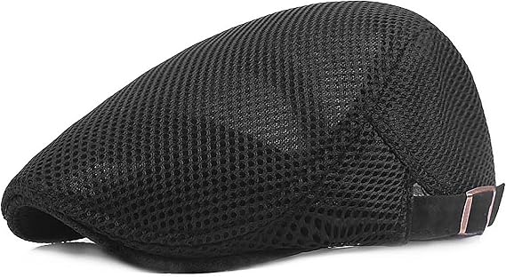 DIYDECAL Mens Breathable Mesh Summer Hat Adjustable Newsboy Beret Ivy Cap Cabbie Flat Cap