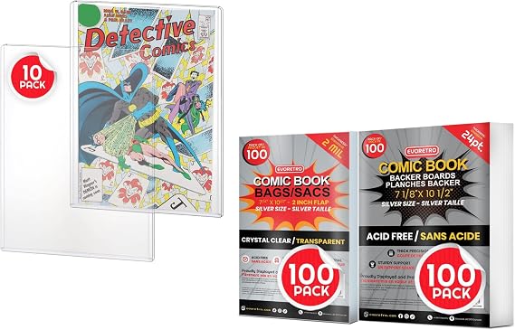 EVORETRO Comic Book Storage Bundle Hard Comic Toploader Case + 100 Silver Age Comic Bags and Backing Boards