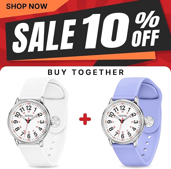 TKIIOER White Nurse Watch + Purple Nurse Watch