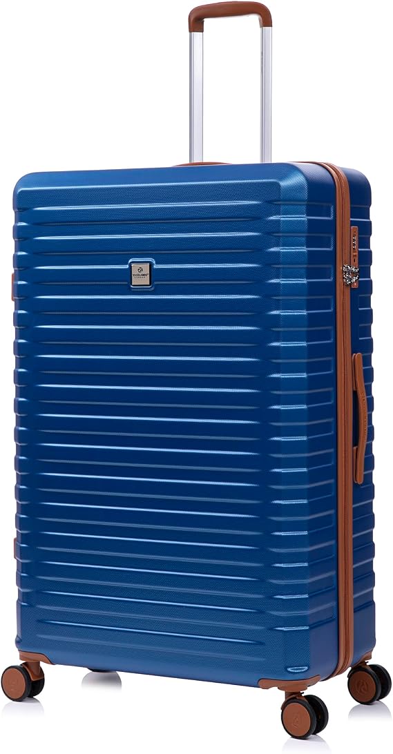 Rocklands Large Suitcase Hard Shell Lightweight 4 Dual Spinner Wheels Trolley Luggage Suitcase Hold Check in Luggage TSA Combination Lock (Navy Blue, Extra Large 32")