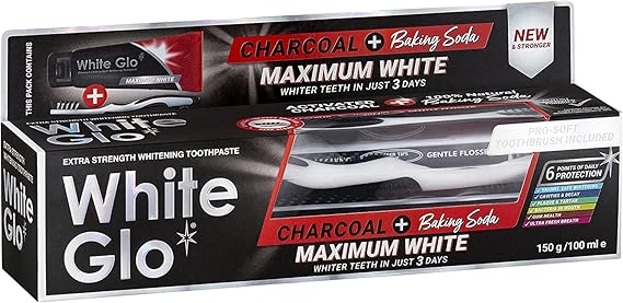 White Glo - Charcoal + Baking Soda Maximum White Toothpaste 150g
