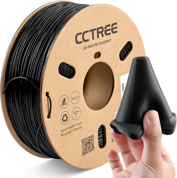 CCTREE TPU Black Filament 1.75mm High Speed Soft 95A TPU Flexible 3D Printing Filament 1kg Spool(2.2lbs) Dimensional Accuracy +/- 0.03mm for Bambu lab 3D Printer