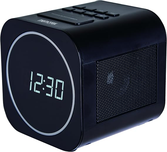 Memorex MX-CR140 Clock Radio with USB Charging | Dual Alarm Clock with FM PLL Radio, Sleep Timer, Snooze Function & 0.6 White LED Display | Compact Bedside Digital Alarm Clock with Battery Backup