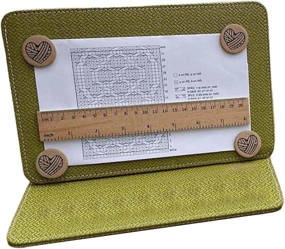 Knitting Pattern Holder, Magnetic Chart Holder Knitting Tool, Crochet Knitting Chart Holder, Knitting Tool Accessories, Foldable Knitting Chart Keeper with Magnet Ruler