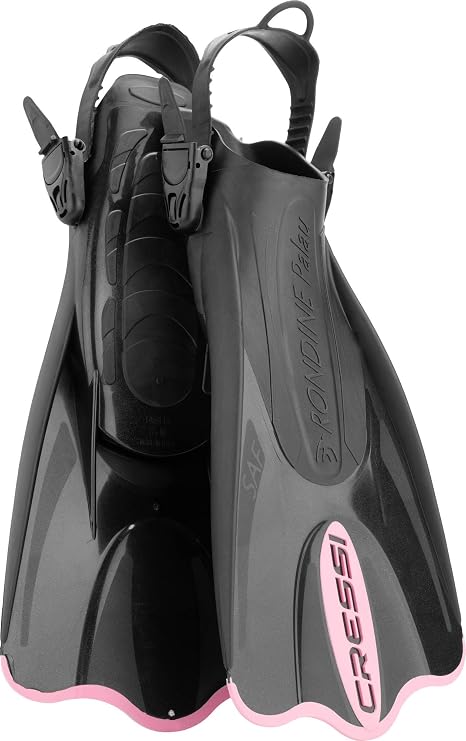 Cressi Palau SAF Short Open Heel Fins, Snorkel Fins, Quick Release Pull Tab | Fast on & Off, Snorkeling Fins for Adults, Adjustable Fit for Multiple Foot Sizes, Lightweight Responsive Blade