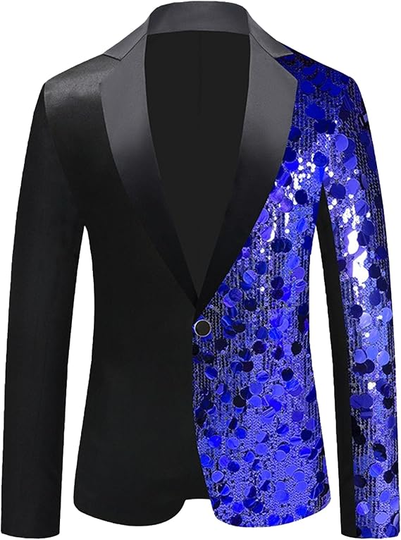 Men's Shiny Stylish Dinner Tux Dress Suit Fashion Sequin Prom Blazer Classic Slim Fit Casual Sport Coats
