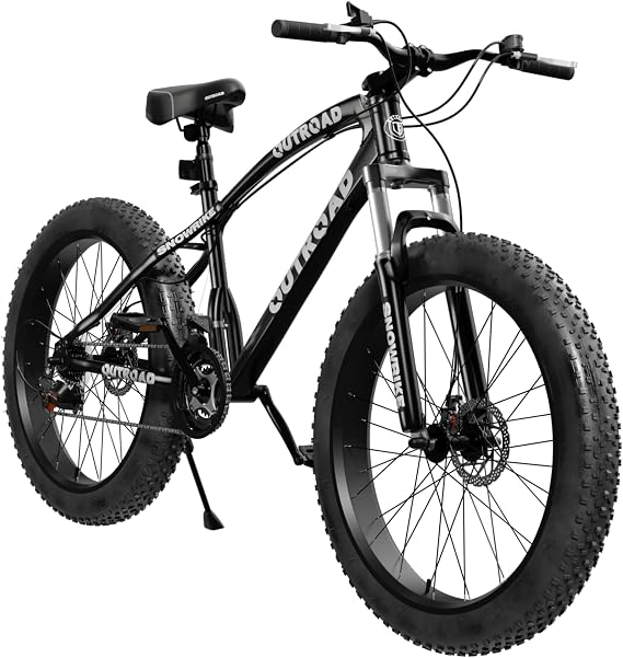Max4out 26 Inch Fat Tire Mountain Bike, 21-Speed 4-Inch Tide Tires Dual Disc Brake Bicycle with Suspension Fork, Heavy-Duty 400lb Mountain Bike for Big & Tall Riders
