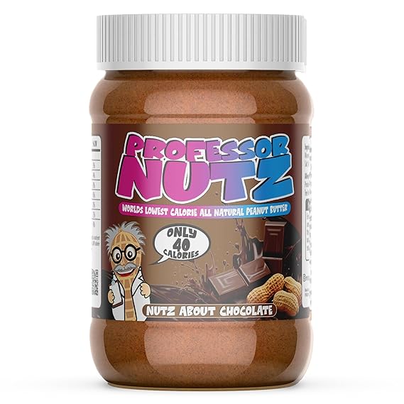 Professor Nutz Organic Peanut Butter- Low Calorie, Nut Butter, Natural Peanut Butter, Natural Fiber, Healthy Peanuts, Great source of Protein, 30 Essential Vitamins (12.41 Oz, Chocolate)