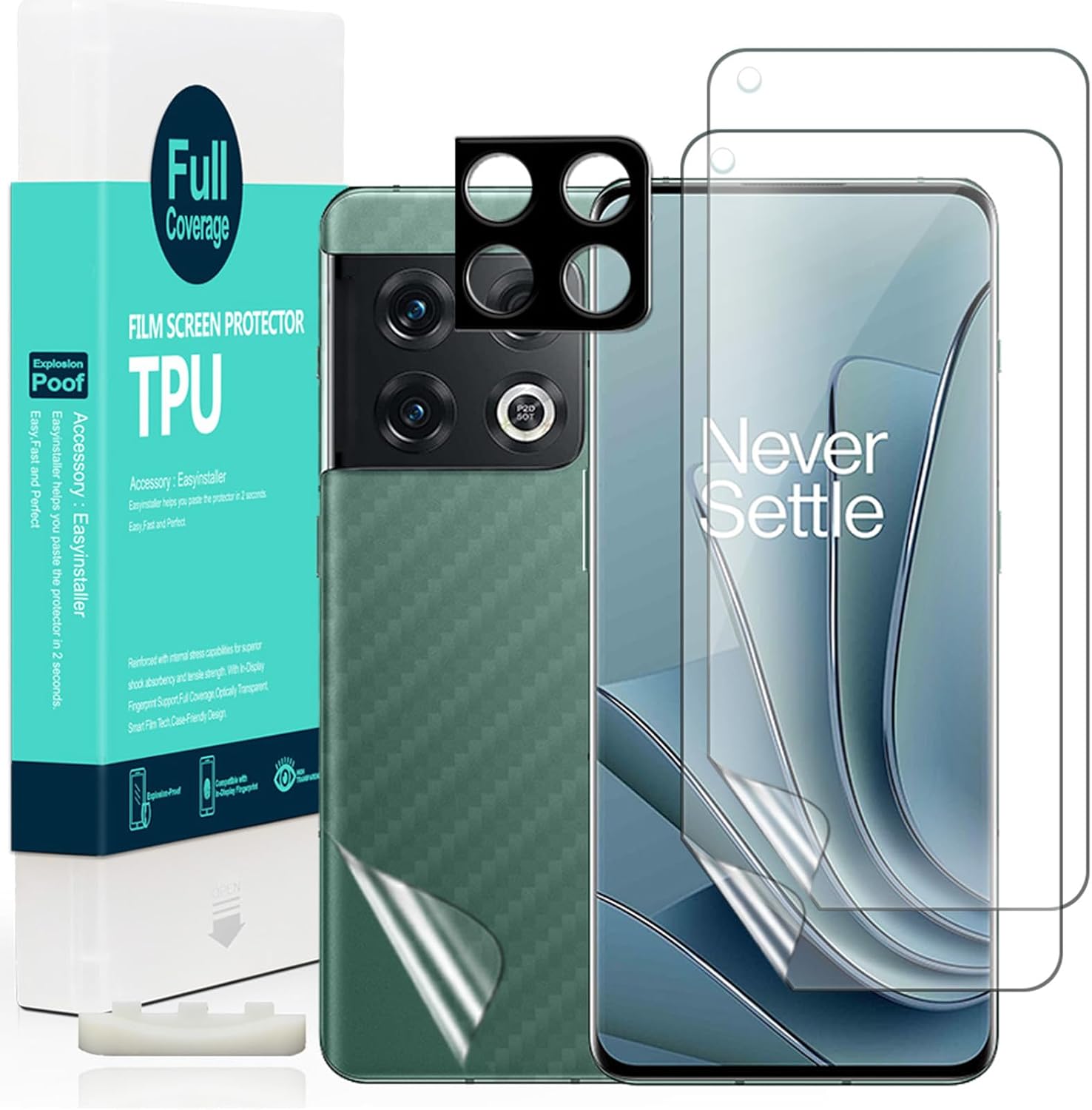 Ibywind 2 Pcs Screen Protector For Oneplus 10 Pro 5G 6.7",Flexible TPU Film,With 1Pc Camera Lens Protector,1Pc Back Film,Bubble Free,Easy To Install