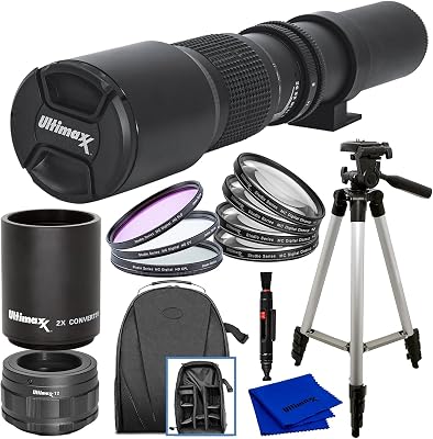 Ultimaxx High-Power 500mm f8 1000mm w 2X Converter Manual Multi-Coated Preset Telephoto Lens Kit for Nikon Z50, Z6, and Z7 Z-Mount Cameras - Includes: T-Mount to Nikon Z-Mount Adapter & More