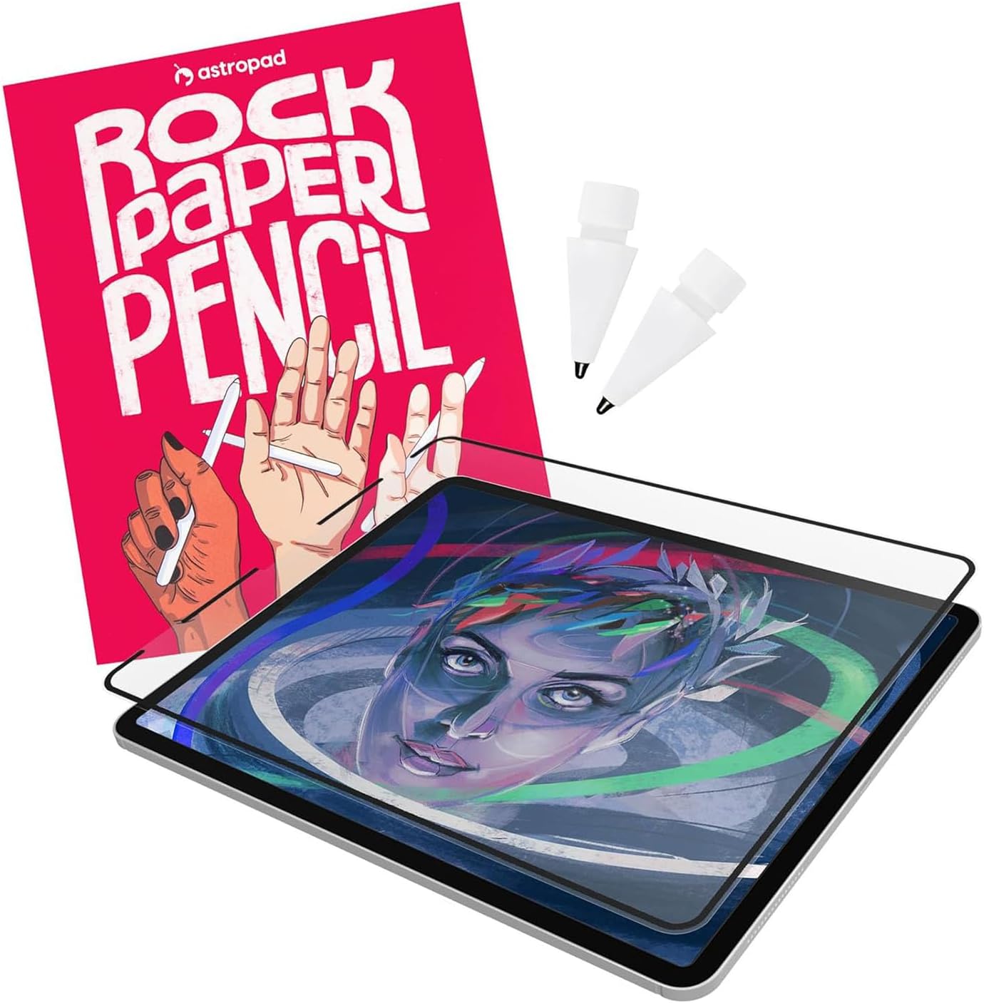 Rock Paper Pencil 2 - iPad Mini 6th Generation Paper-Like Film + 2 Apple Pencil Tips Paper-Like Writing Anti-Reflective Anti-Glare Anti-Fingerprint Anti-Bubble Apple Pencil Compatible Easy Installation