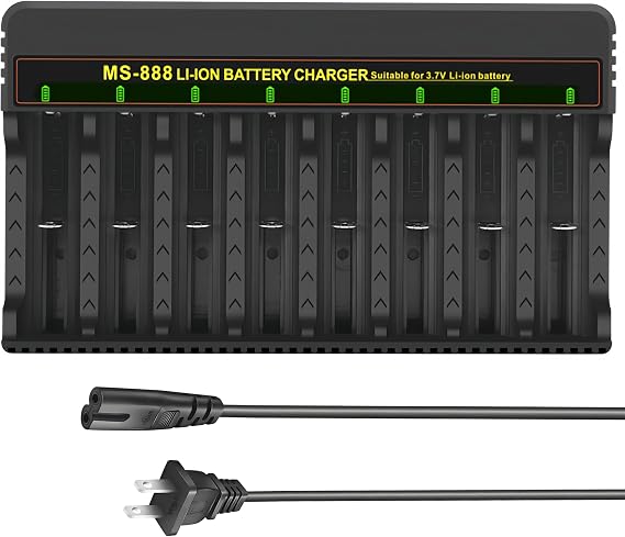 18650 Battery Charger 8 Bay, 3.7V Lithium Battery Charger
