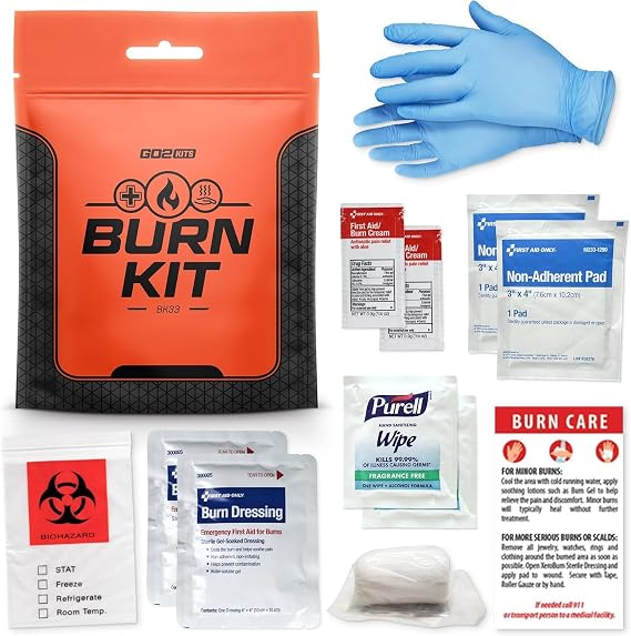 Advanced Burn Kit, Comprehensive Burn First Aid Kit with Dressings, Burn Cream & Gauze, Portable First Aid Kit for Home, Office, Car & Travel, 100-Pack (BK33)
